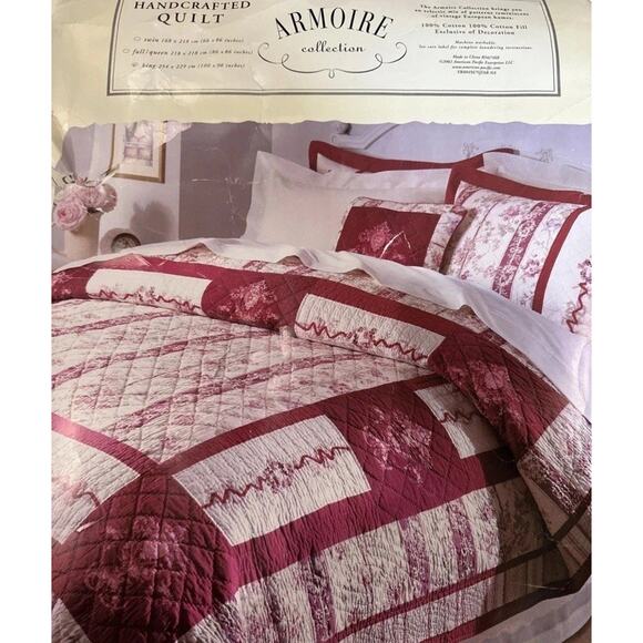 Vintage ARMOIRE KING HANDCRAFTED QUILT SOLID CREAM ST. REMY RIBBONS - Picture 1 of 14